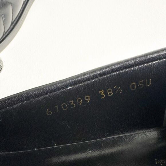 GUCCI Marmont Black Loafers 38.5 US 8 Matelasse Leather Quilted GG Logo - Picture 10 of 14